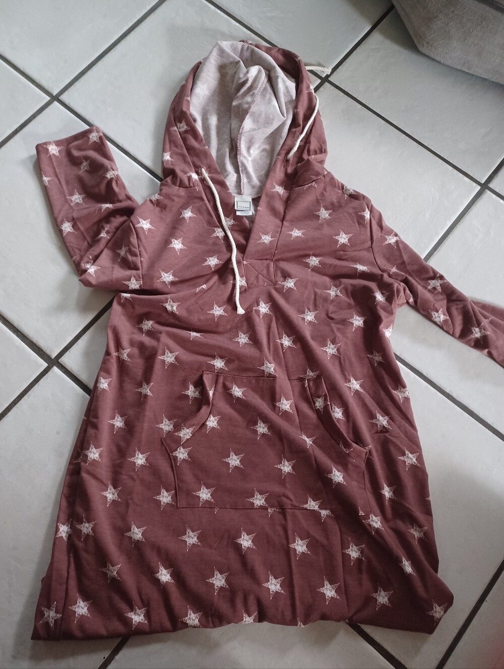 Liliana Dusty Rose Star Hooded Pajama Nightgown